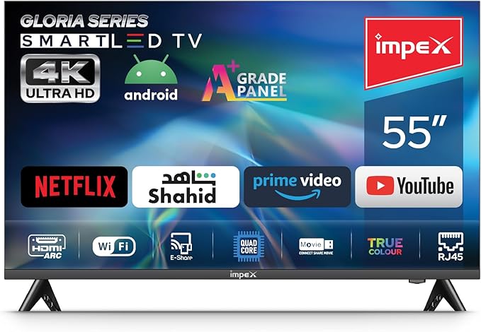 تلفزيون LED ذكي اندرويد 55 انش 4K UHD من امبيكس