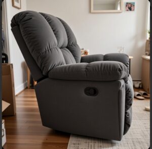 كرسي استرخاء Lucas | تصميم وصناعة أمريكية | كرسي هزاز مع تحكم يدوي | نظام يدوي سهل الاستخدام | اللون رمادي. photo review