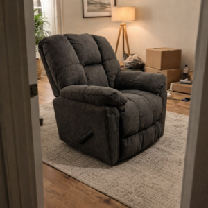 كرسي استرخاء Lucas | تصميم وصناعة أمريكية | كرسي هزاز مع تحكم يدوي | نظام يدوي سهل الاستخدام | اللون رمادي. photo review